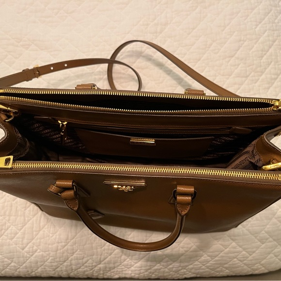 Large Prada Galleria Saffiano Leather Bag- Brown - Picture 5 of 11